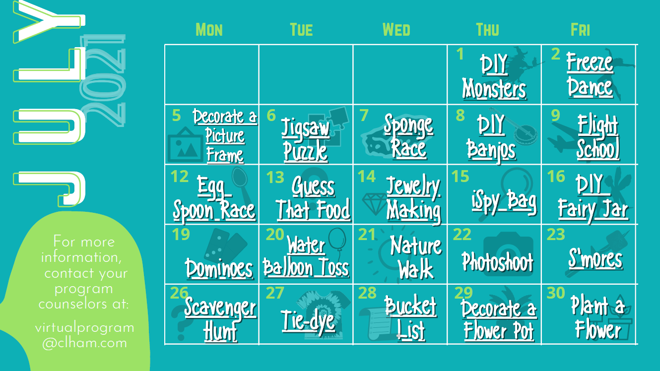 July Activity Calendar 